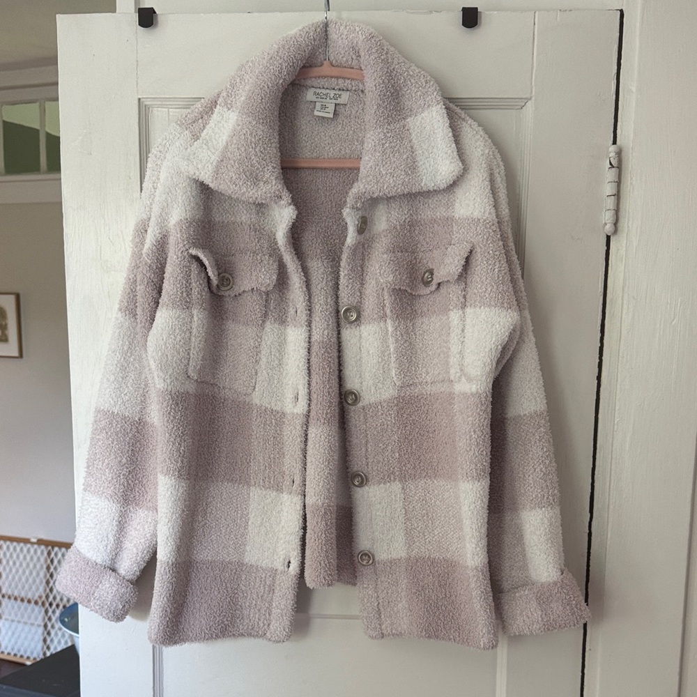 Rachel Zoe Plaid Teddy Fall Fleece Shacket